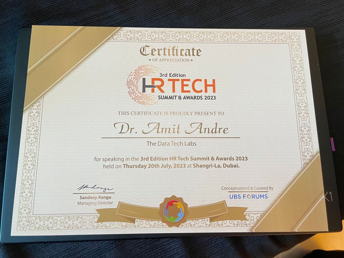 thedatatechlabs's tweet image. At the &quot;3rd Edition HR Tech Summit and Awards 2023,&quot; the esteemed Dr Amit Andre impactful session on &quot;Empowering Transformation&quot; at at Shangri-La Dubai.

#thedatatechlabsinc #thedatatechlabs #UBSFHRTech #UBSFHRTechsummit2023 #empoweringtransformation #HRtransformation #ubsforums