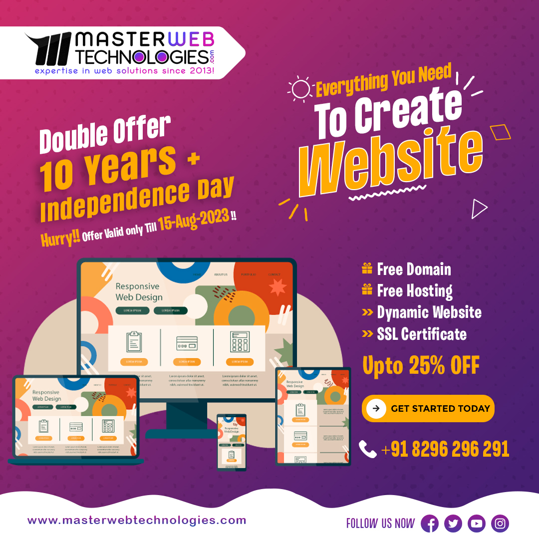 MasterWebTechn2's tweet photo. Get Your Business Online Today!
Hurry!! Get 25% OFF on all website packages.

Master Web Enterprises offers a wide range of web services to help businesses build their presence online and improve their visibility.

https://t.co/KryLqVMcl4

#MasterWebTechnologies #webdesign https://t.co/RoH9ztV2o6