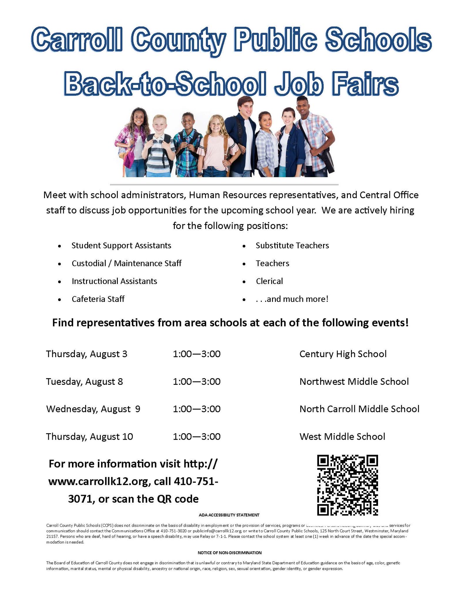 Carroll county ps on twitter come to our back to school job fairs