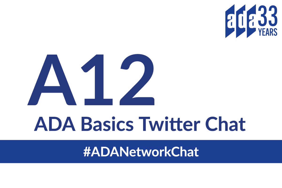 ADANational's tweet photo. A12 (1/2): The ADA is enforced by several different federal agencies. The responsibility for responding to a civil rights complaint depends on which Title of the ADA has been violated. #ADANetworkChat https://t.co/5lzjXhPiZj
