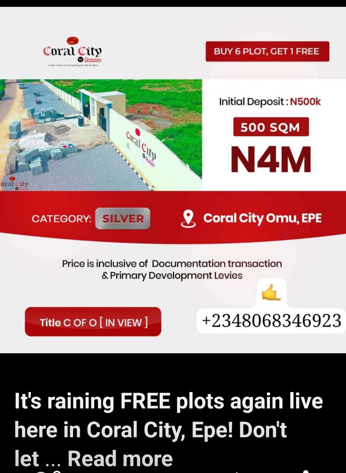 GRACEMPIRE's tweet image. *It's raining FREE plots again live here in Coral City, Epe! Don't let this ample opportunity pass you by again. Call now +2348068346923🤙🏻
Visit our #ecatalog today: wa.me/c/2348068346923 
Remember, tomorrow is pregnant and the BEST investment on EARTH is EARTH!