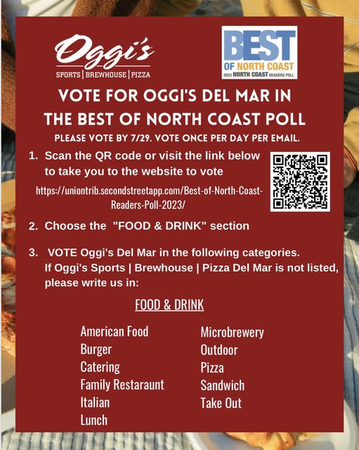 Oggi’s Pizza Del Mar (@oggisdelmar) on Twitter photo 