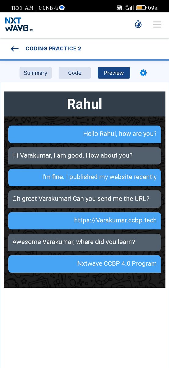 jangala_harsha3's tweet image. Hi all 👋👋👋 . Today I&apos;m here to share about my #Practice-2 . It&apos;s about to create a #ChatPage . 
. 
. 
. 
#22ndday #codingpractice #22ndstreak #Nxtwave #ccbp #ccbpian #ccbpians #ccbptech 
. 
. 
. 
@rahulattuluri @nxtwave_tech @sashankreddy07