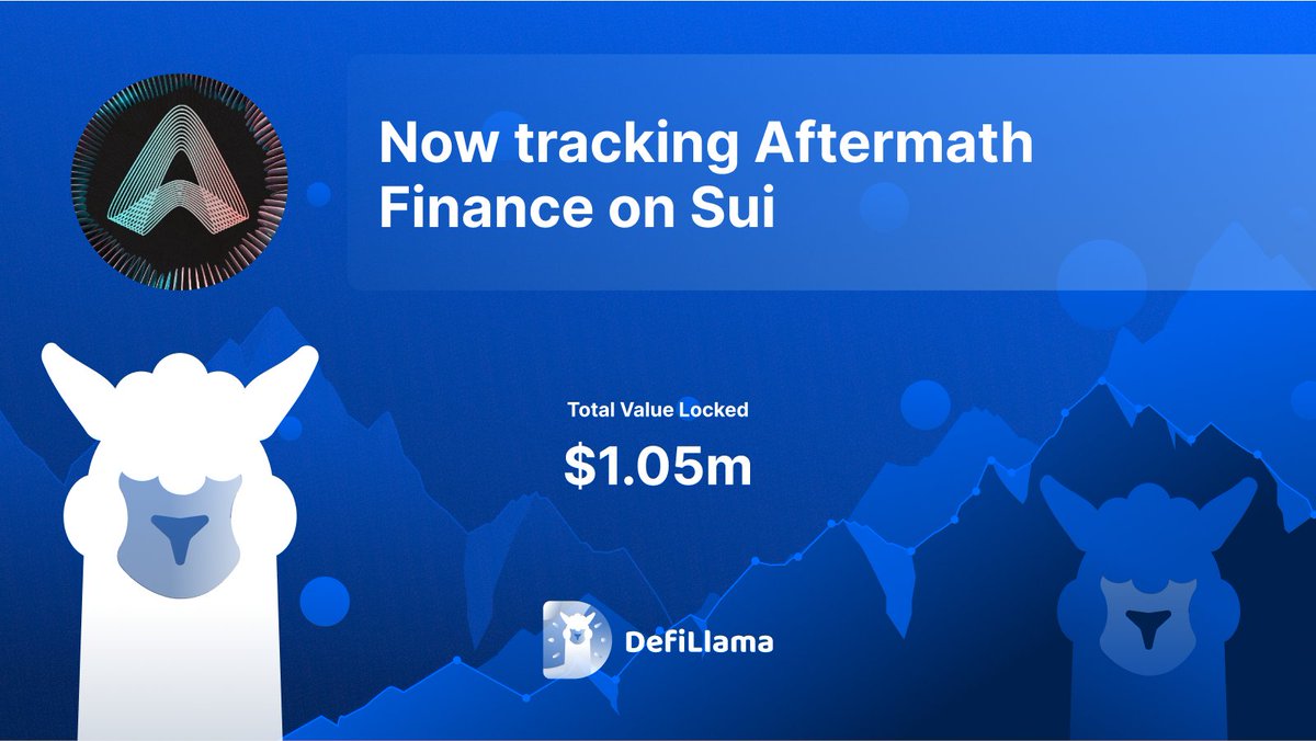 DefiLlama's tweet photo. Now tracking @AftermathFi on @SuiNetwork 

Aftermath Finance seeks to build the ultimate decentralized exchange. With their platform, they aim for users to expect a CEX-like experience with the added security of self-custody https://t.co/BTLLJWJCzv