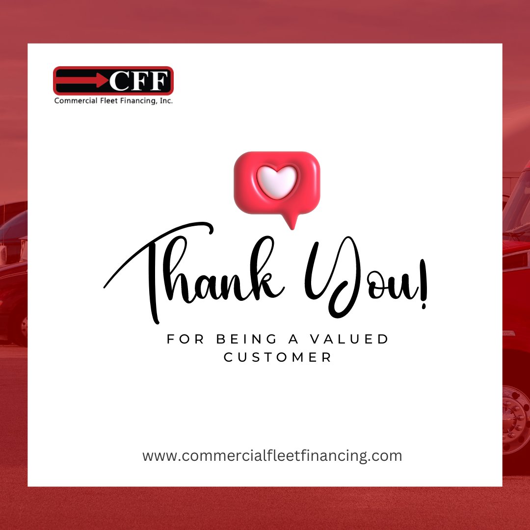 We extend our heartfelt gratitude to all our valued customers! 🤝💼 Thank you for choosing Commercial Fleet Financing as your trusted partner in driving your business success. Your trust and support fuel our dedication to providing top-notch financing solutions. 

#ccff #texas