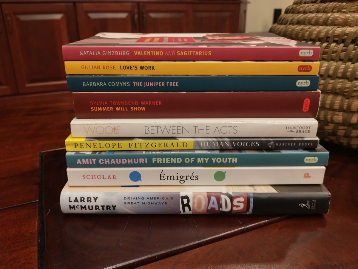 Finally posting my June reads.  Favorites were the Ginzburg, Woolf, Comyns, and Fitzgerald.  #NYRBWomen23 #BTAWoolf2023