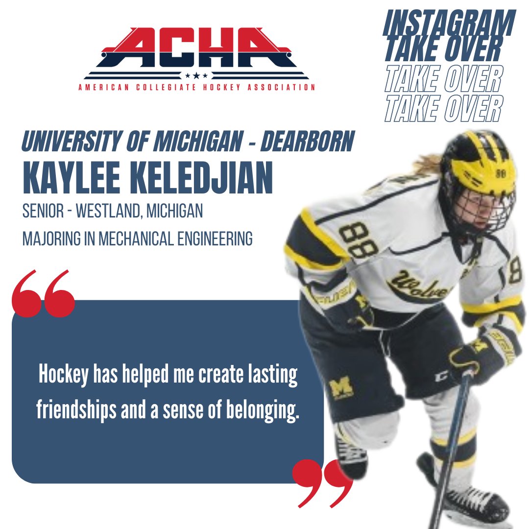 achawomensd1's tweet photo. ๐ฃJoin us tomorrow over on Instagram for another player takeover! Watch our stories to ask @UM_DearbornWHKY player, Kaylee Keledjian, questions about her experience as an ACHA women's college hockey player! #playertakeover #womenshockey https://t.co/rFy112Kp3h