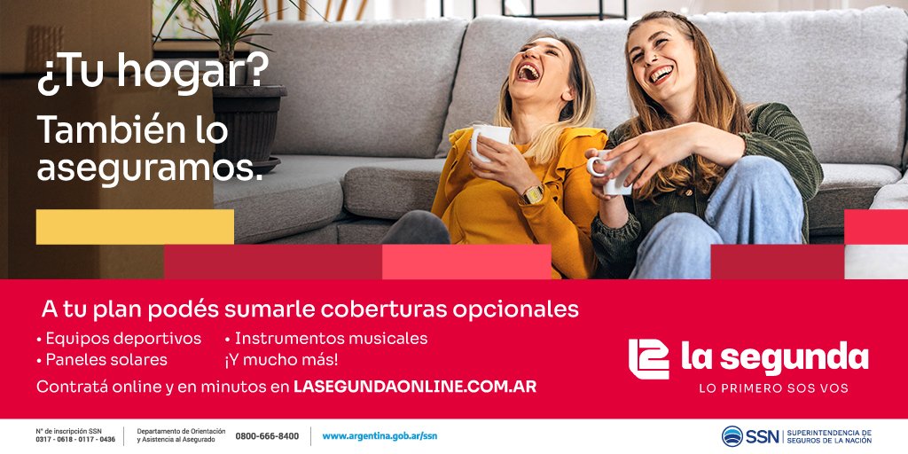 L2_LaSegunda's tweet photo. Asegurá tu hogar 🏡 y sumale las coberturas adicionales que vos elijas. 😊
✅ Cotizá online: https://t.co/cOBA0RkrKM
#LaSegundaSeguros #Seguros #Hogar #L2Online https://t.co/ClYZCG5y6a