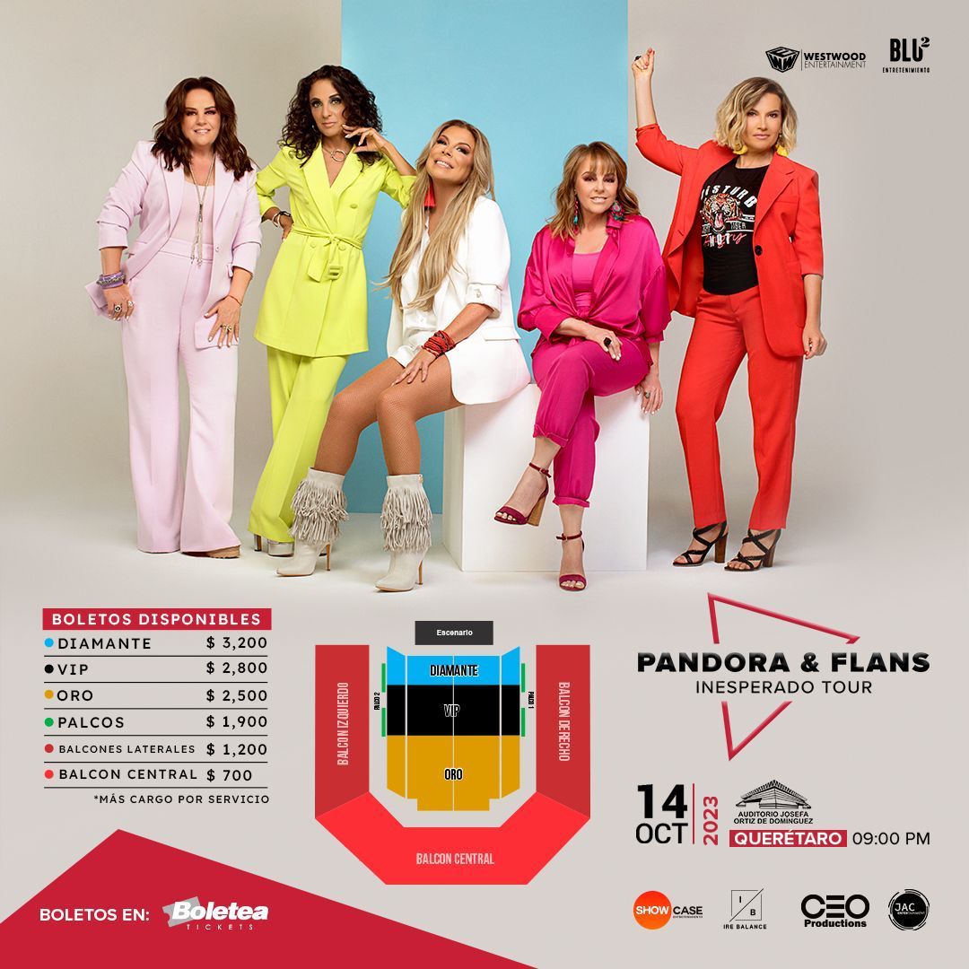 ADQueretaro's tweet photo. ¡La gira del SOLD OUT regresa a Querétaro !
✨FLANS & PANDORA te invitan a vivir una noche épica para cantar y bailar con todos sus éxitos .
🎟️ ¡Boletos a la venta!
https://t.co/wypfMUSk2G
#CeoProductions #flansypandora #conciertos #soldout #inesperadotour https://t.co/Hfi22tcnWU