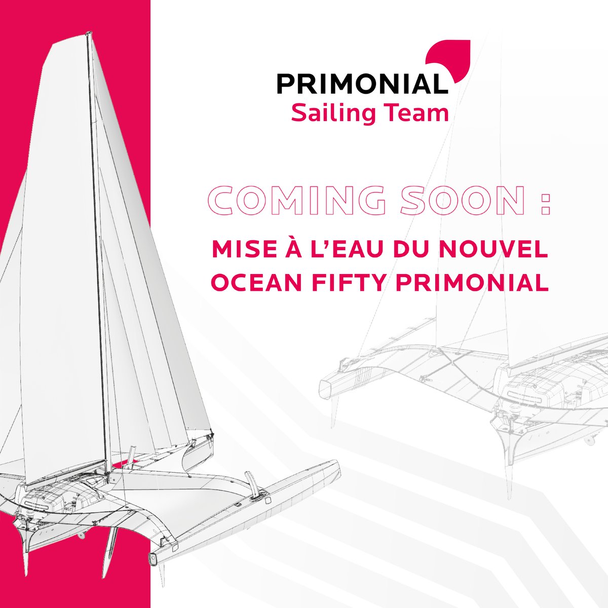 COMING SOON 🤩 Après plusieurs mois de chantier, l'équipe est heureuse de vous annoncer que la mise à l'eau de notre @oceanfifty @Primonial aura lieu dans quelques jours ! On vous en dit plus très rapidement, en attendant, restez connectés ! 🤫