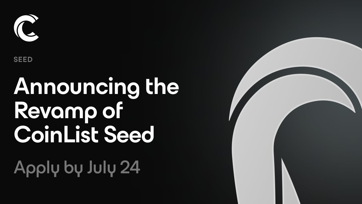 CoinList's tweet photo. ⏰ ATTENTION BUILDERS: The application deadline for #CoinListSeed Summer 2023 is July 24, 11:59pm PT.
— Demo your project to 8M+ crypto adopters
— Warm intros to crypto institutions
— Access a virtual curriculum
— Exclusive industry events
Apply 👉 https://t.co/SEqsN4WmSY https://t.co/94NlSL6fyS