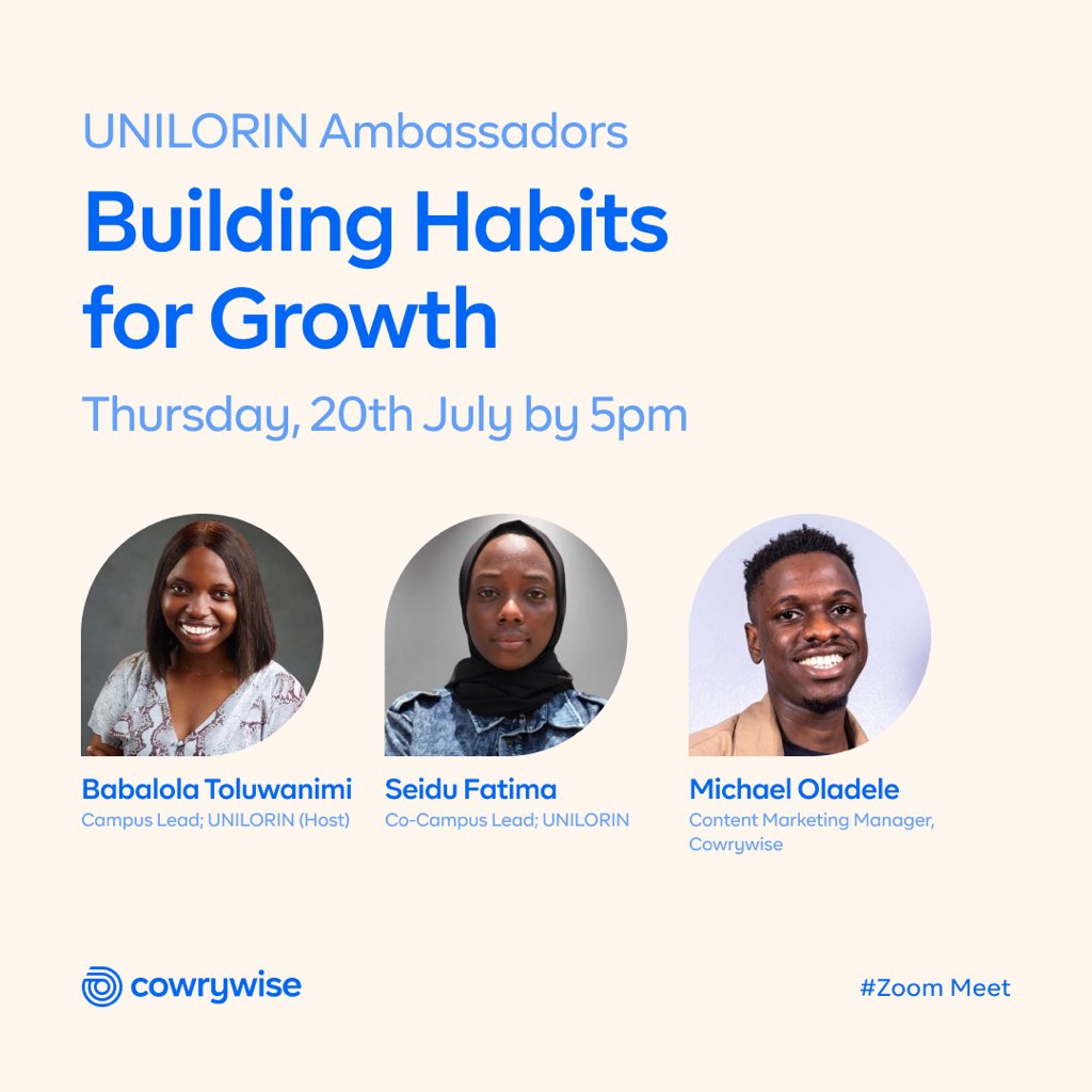 justonenimee's tweet photo. Just hosted a Virtual event for Cowrywise Ambassadors in the University of Ilorin and personally, this is such a big deal for me. How am I able to do this now?…Because I’ve somehow found myself in a community that pushes me to be a better version of myself everyday.

A Thread⤵️ https://t.co/Kte1aPn7Oa