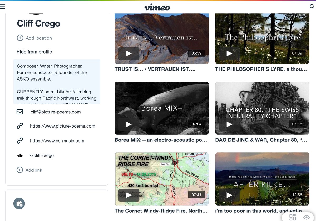 cliffcrego's tweet photo. Presently composing a little Cliff Crego VIMEO  page https://t.co/QAVvPYgdxi

The limits of self-promotion?
Gotta get stuff out there before
I’m happily totally w/o internet in #wilderness
bikepacking  &amp; 8th annual #WALLOWA circumambulation… .    .

#Sun2Sound #OREGON #photog https://t.co/c5eUbcYYg3