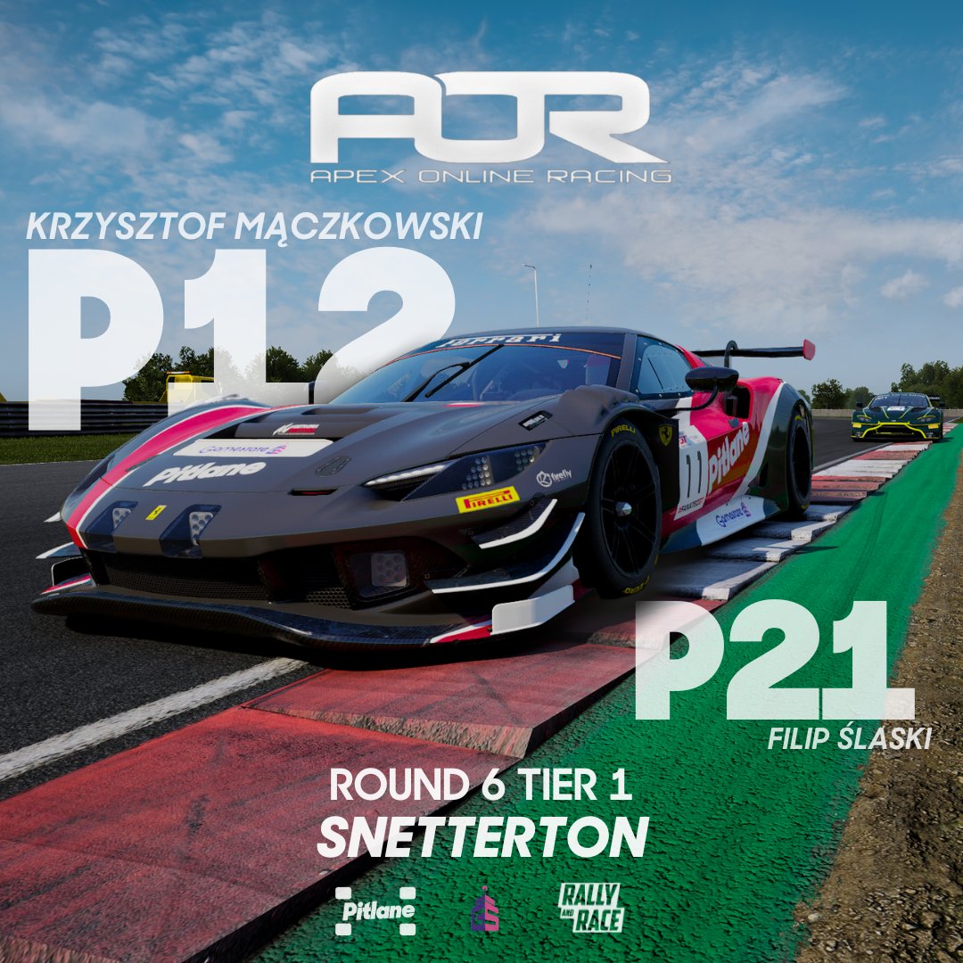 simracing.school.team (@simschoolteam) on Twitter photo Little throwback to what happened on Mondays <a href="/ApexOnRacing/">Apex Online Racing</a> .
We know its late but blame <a href="/PrzemekLudkiew/">Przemek Ludkiewicz</a> for that 🤣
Back to the topic. Ferrari wasn't the best pick for this track #wherespeed 😭
In the end <a href="/Greko_11/">Krzysztof Maczkowski</a> and Filip Slaski finished P12/P21. Not great, not terrible 🫡 Little throwback to what happened on Mondays <a href="/ApexOnRacing/">Apex Online Racing</a> .
We know its late but blame <a href="/PrzemekLudkiew/">Przemek Ludkiewicz</a> for that 🤣
Back to the topic. Ferrari wasn't the best pick for this track #wherespeed 😭
In the end <a href="/Greko_11/">Krzysztof Maczkowski</a> and Filip Slaski finished P12/P21. Not great, not terrible 🫡