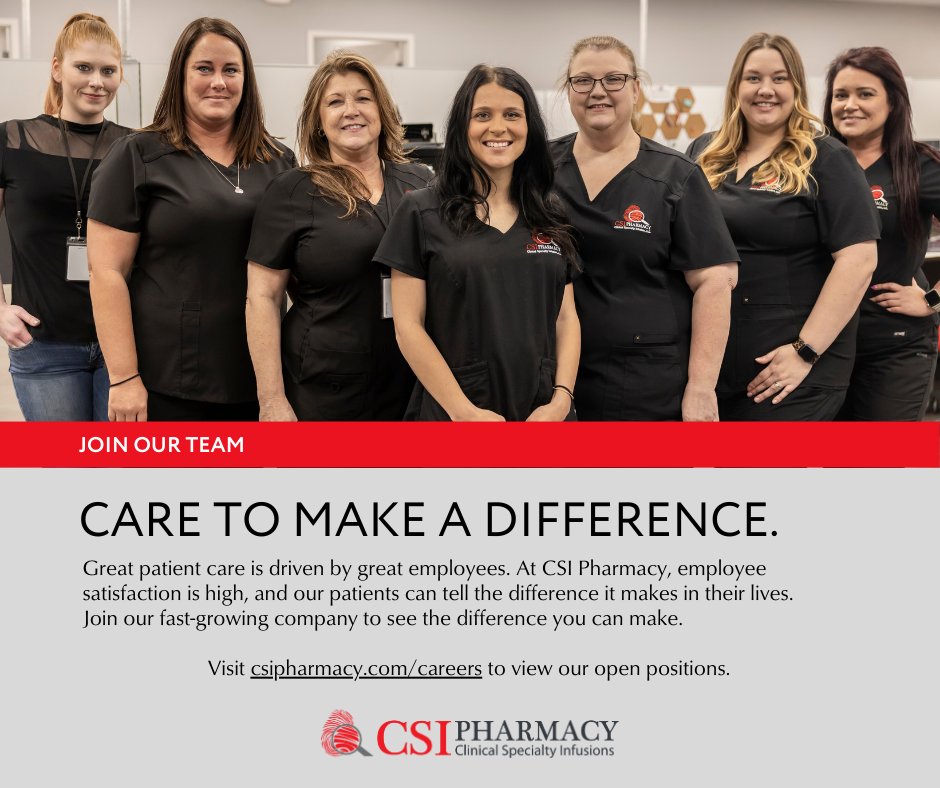 Join our growing team! We are looking for PRN home infusion nurses across the country. Apply at jobs.csipharmacy.com.
#nurses