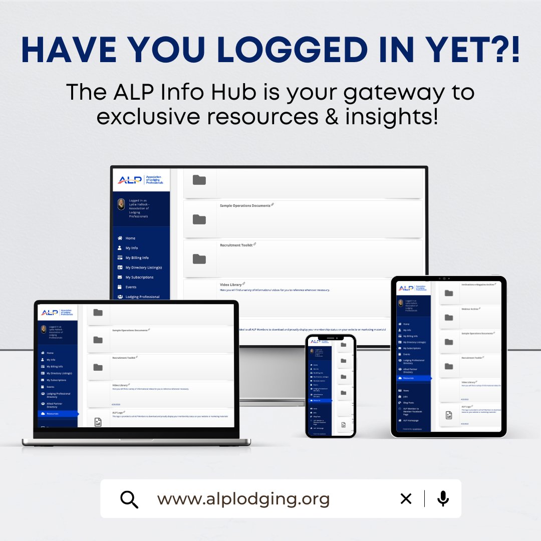 ALPLodging's tweet image. 📢 Attention all ALP Members! Our brand-new ALP website is up &amp;amp; running, but many of you haven&apos;t logged in yet!

If you haven&apos;t already, go to alplodging.org &amp;amp; create a NEW login &amp;amp; make sure to update your payment information! Need help? Contact membership@alplodging.org