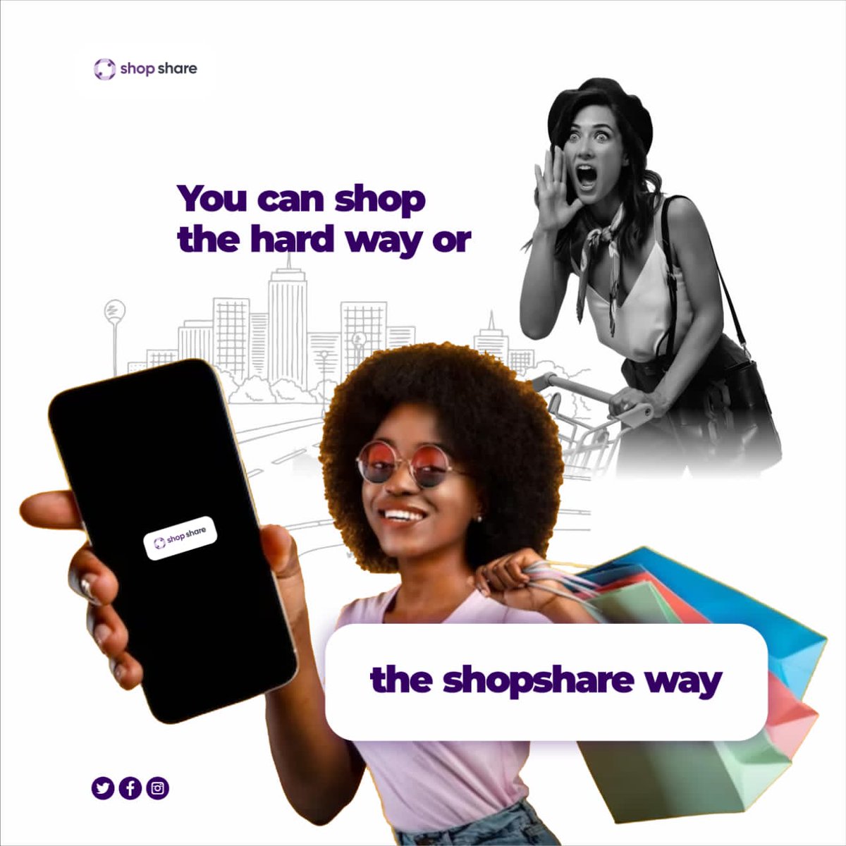 Sho_pshare's tweet photo. There are 2 ways to shop😉
The hard way😐, and the Shopshare way😁😁.

Why no try the Shopping the Shopshare way first by joining our waitlist

Click https://t.co/eQryT5TExn to join those who shop the easy way(Shopshare way)

#Shopshare
#ecommercebusiness 
#C2C https://t.co/CAERS73jPK