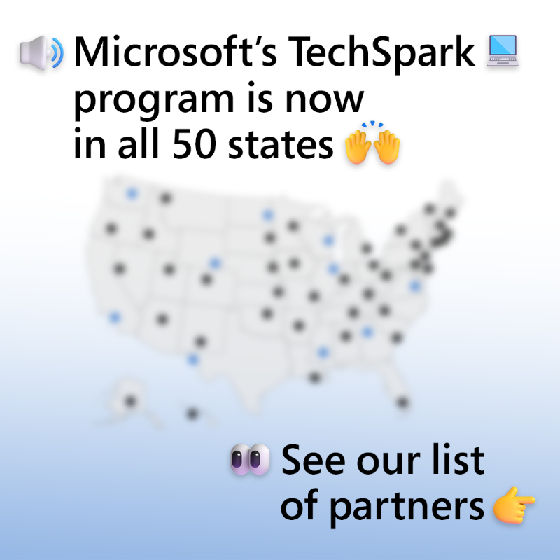 MSFTIssues's tweet photo. Talent is everywhere, but opportunity is not.  

The @Microsoft TechSpark program is hyperlocal and partner-driven, and we’re excited to announce the partners of our now country-wide, digital-growth model.  

Learn more: