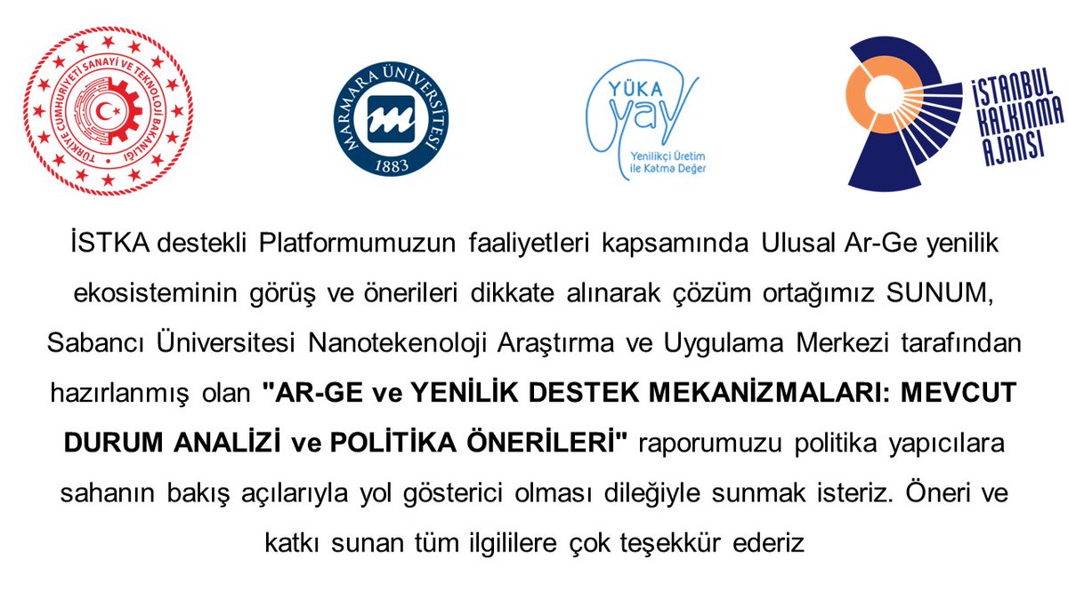 Kamuoyuna arz ederiz. 
#istka #sunum #tubitak #arge #kobi #destek #üsimp