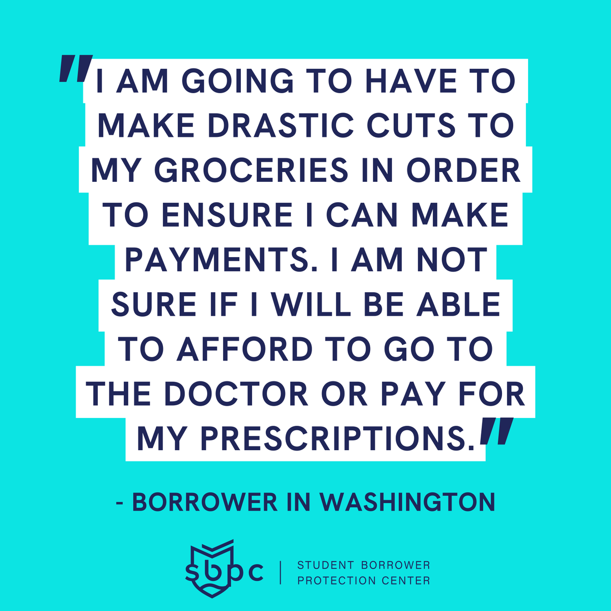 BorrowerJustice's tweet photo. Nobody should have to choose between paying their student loan bills or paying for groceries and healthcare. https://t.co/9yqLI9pTE8