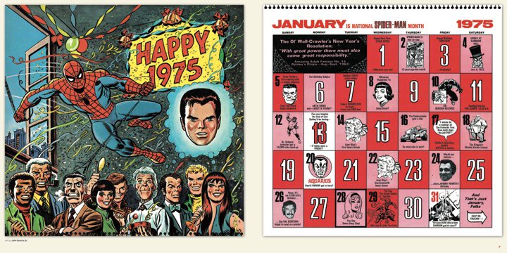Just announced at the @Marvel @AbramsComicArts panel: I’m writing and packaging a book that collects these great, very unique Marvel calendars from 1975-‘81. Intro by Roy Thomas, who created the format, and designed by @robutoid. 13” x 13” HC. Coming spring ‘24.