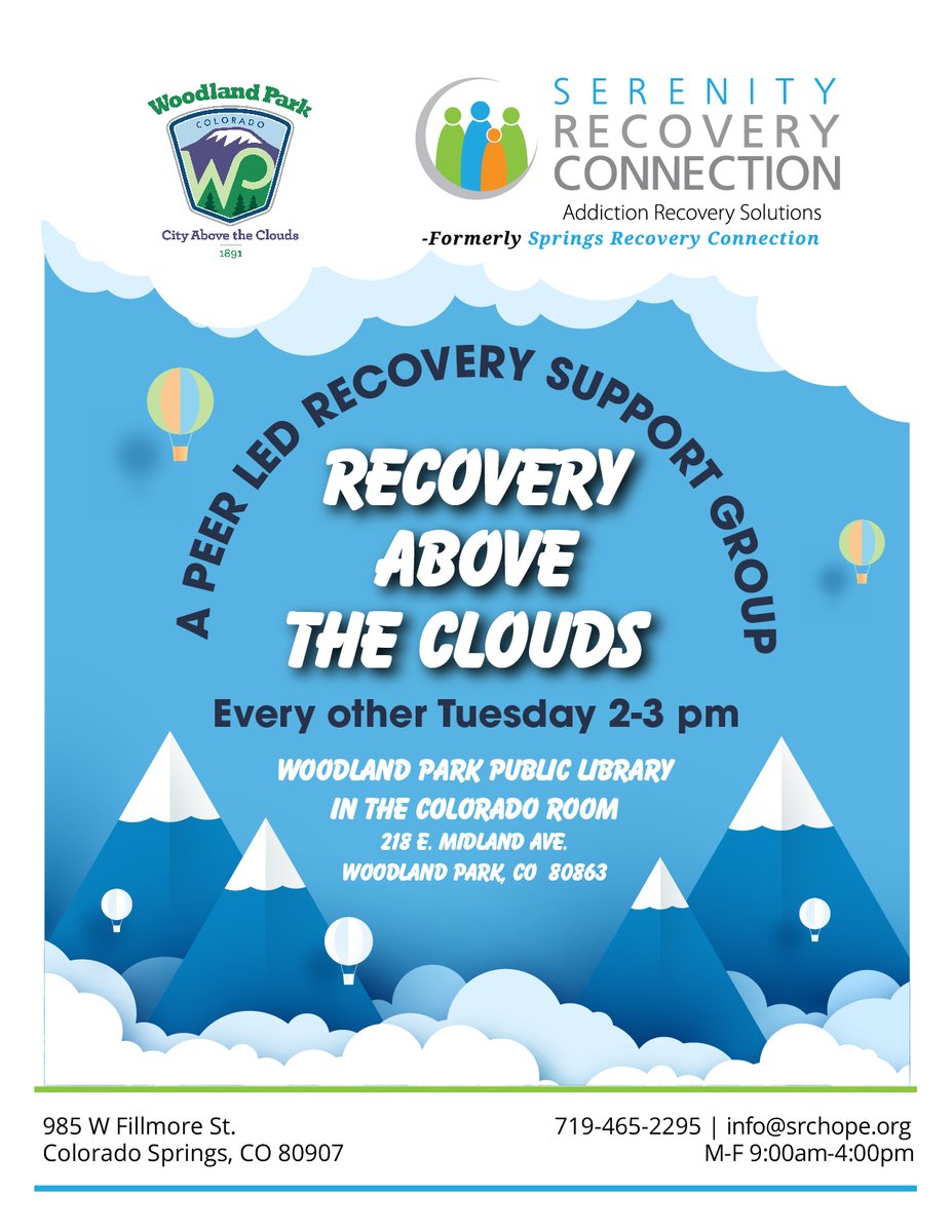 A new group is starting up in Teller County, an All Recovery Group that supports Multiple Pathways to recovery in Woodland Park, CO. 
#Serenityrecoveryconnection #Tellercounty #Woodlandpark #Allrecovery #Mountainliving #werecovertogether #recoveroutloud
