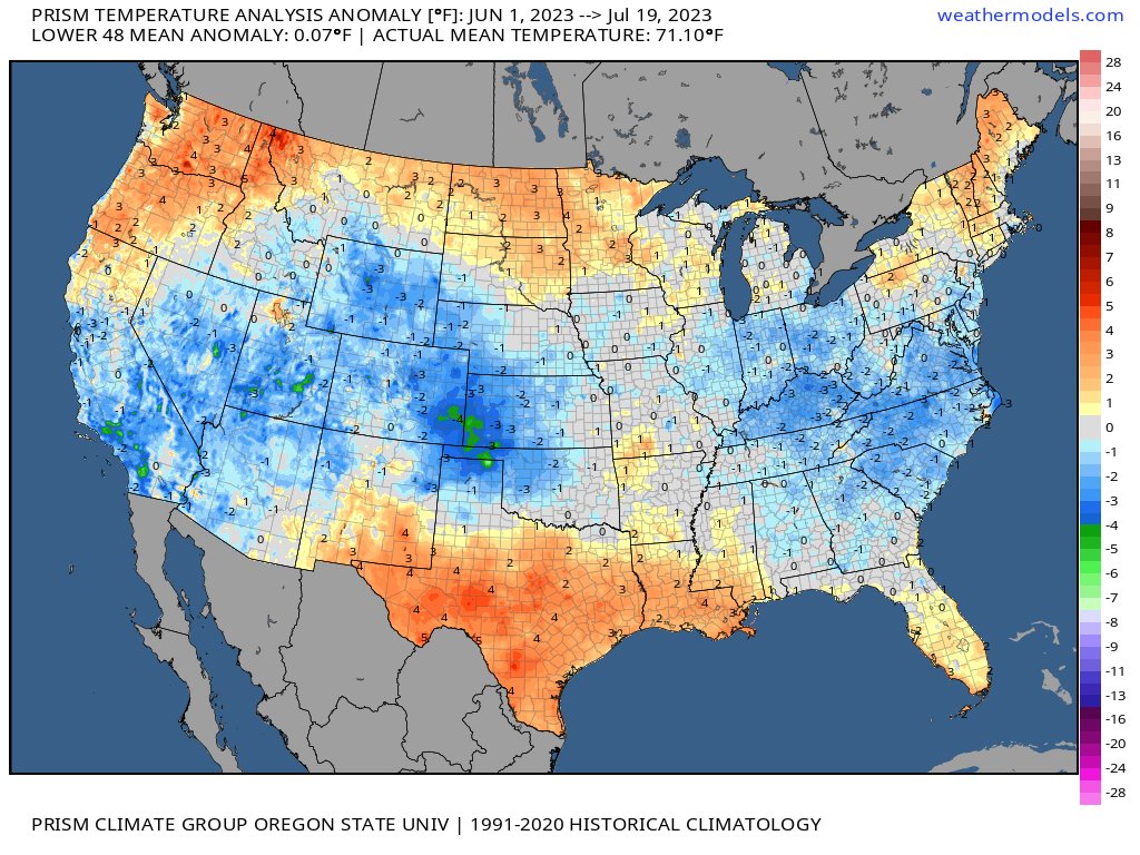 Ryan Maue on Twitter "Summer June 1 July 19, 2023 so far across the