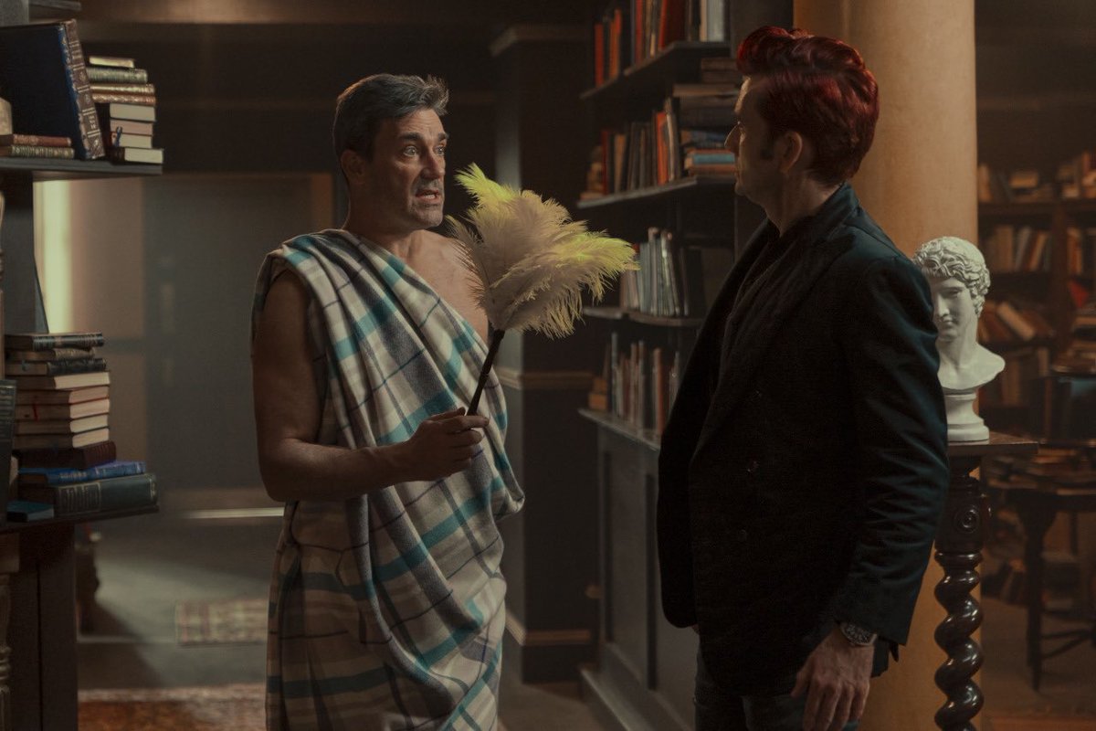 GoodOmensNews_'s tweet photo. New photo of David Tennant and Jon Hamm in Good Omens 2. 

#GoodOmens #GoodOmens2 https://t.co/GNXUtzGdsc