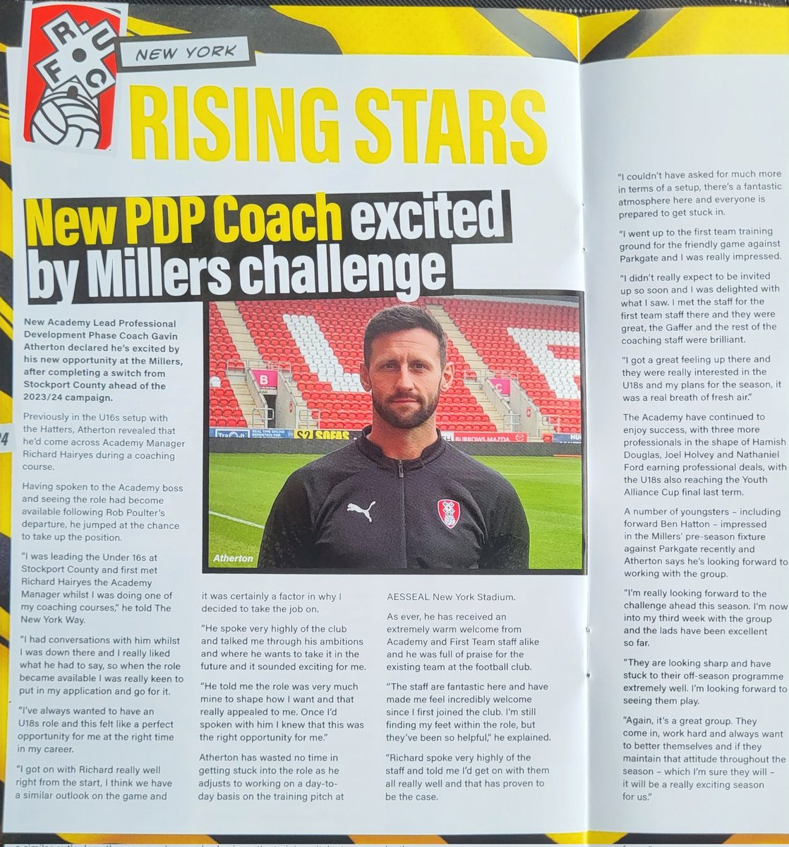 GavaffersGavin's tweet photo. Nice to be put in the @RotherhamUnited matchday programme yesterday, great to see the link with the club and invest time in @AcademyRUFC, #upthemillers #Rotherham #alloneclub https://t.co/r1dbUoZ7o6