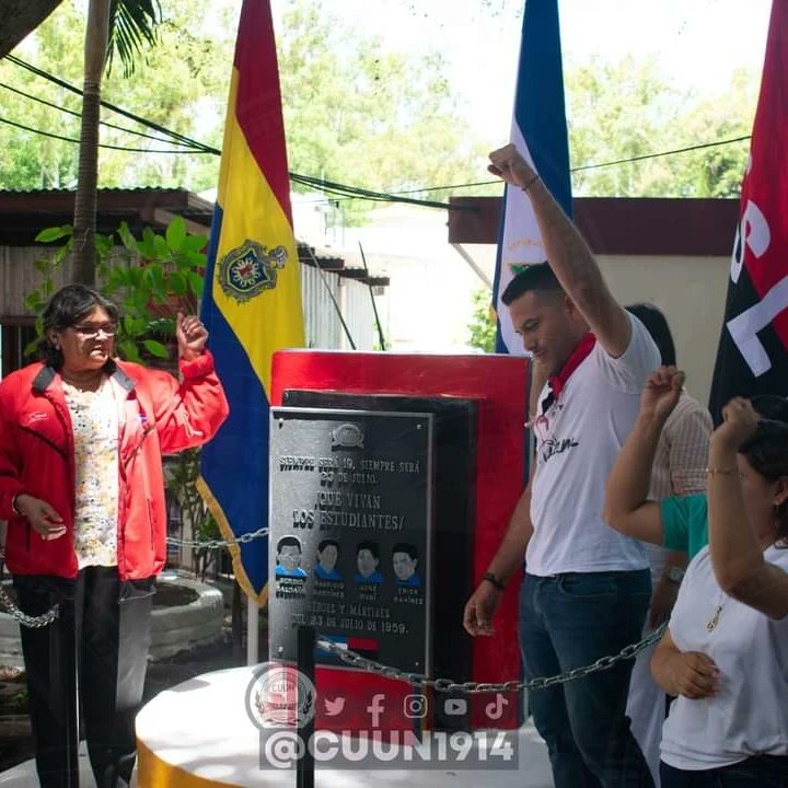 cuununan's tweet photo. CUUN UNAN-León como parte las actividades de conmemoración  de los 64 años de la Gesta Heroica del 23 de julio de 1959, realiza develación de placa en marco a la jornada de conmemoración en  el CUR-Somoto.

#23J1959
#CUUN1914 https://t.co/zQXtbDPWH3
