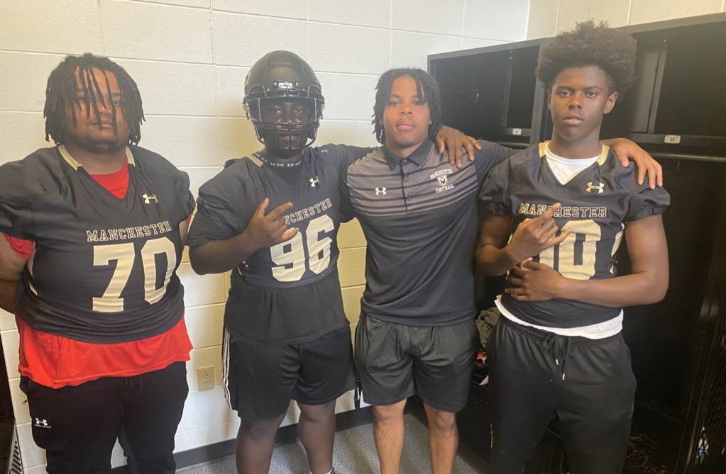 Moyosioluwa1's tweet photo. I had a great time at Manchester today with my teammate  @AydenCarter70 and @nmclendon11 , Thank you @CoachAmos03 and @CoachRoberts_1 for making me feel at home and showing all the love  , I Would love to come back! @CoachWLoggan @CoachHartNC @CoachKingHaze @NCHSPanthersFB https://t.co/gQpKHlz0QQ