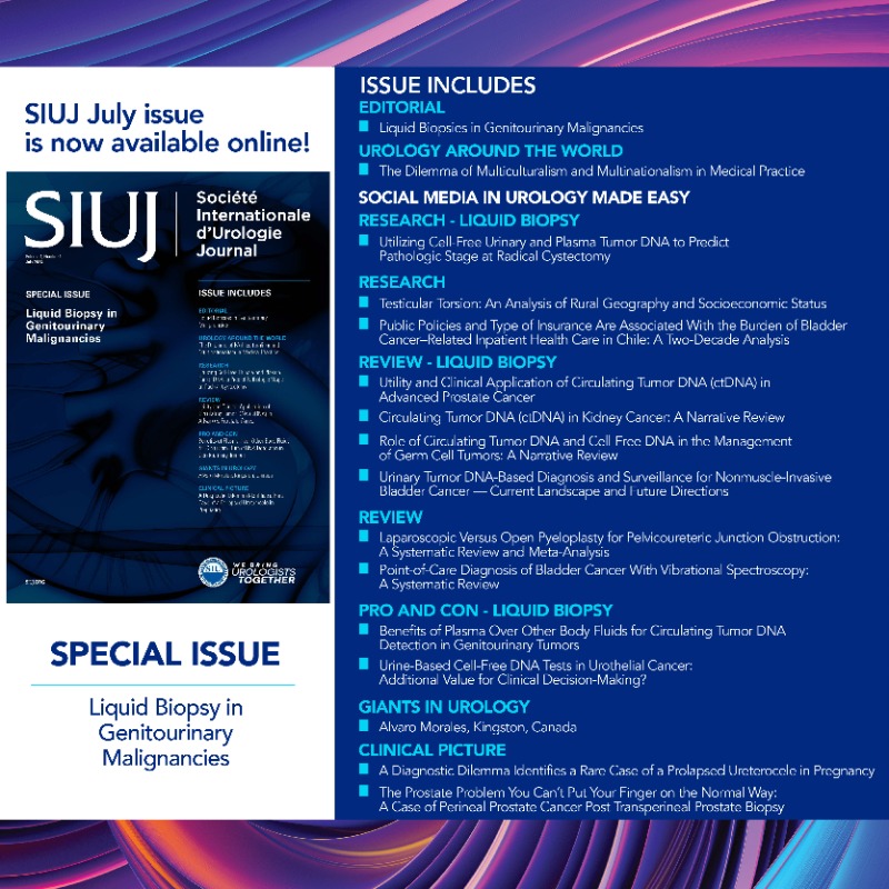 This special edition of #SIUJ features Liquid Biopsy in Genitourinary Malignancies. Read the #GiantsInUrology spotlight on Dr. Alvaro Morales and his perspectives on 50 years of BCG in bladder cancer #OpenAccess #Journal 📜Read the July Issue TODAY: bit.ly/3kfexdV