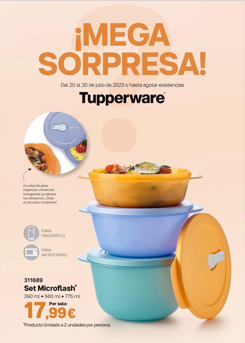 tupperwarealdia's tweet image. Mega Sorpresa.  Prepárate para la vuelta al cole o al trabajo.  Especial microondas y frigorífico.  Prepárate la comida y llevatela.  Hermético.  Un Set estupendo de Microflash.
@TusTupperwarealdia
#tupperware #microflash #sorpresa
