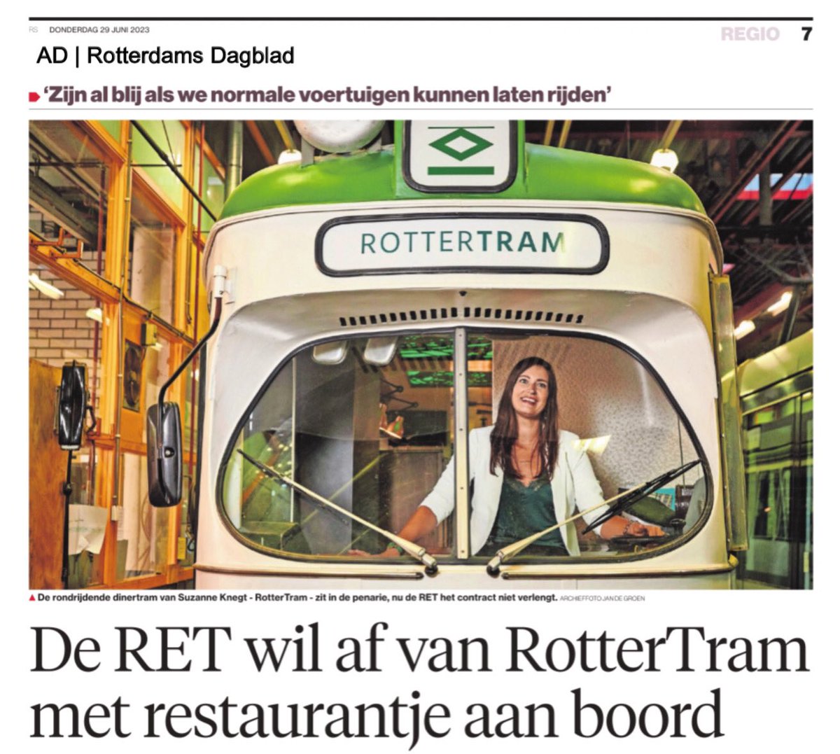 FredMarree's tweet photo. “De #RET trekt zijn handen af van de Rottertram, als partijen de handen juist ineenslaan en de oude tram in #Rotterdam laten rijden als restaurant én het openbaar vervoer laat promoten, is de #Rottertram aardig onderweg!”

> Columnpje Rottertram > https://t.co/6EXkXr9ocK https://t.co/lhIQCGqY3p