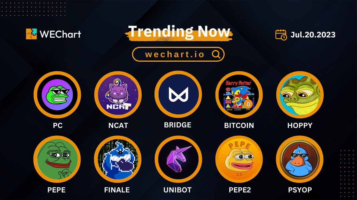 WEconomyX's tweet photo. Trending Now by #WEChart 📈 📊

➡️ https://t.co/XhNAIf5lqy

$PC @PepeChainPC
$NCAT @NCATEthToken
$BRIDGE @BridgeTGBot
$BITCOIN @hpos10iETH
$HOPPY @HOPPYToken
$PEPE @pepecoineth
$FINALE @FinaleCommunity
$UNIBOT @TeamUnibot
#PEPE2 @pepe2coineth
$PSYOP @psyopeth https://t.co/4og5uClwv3