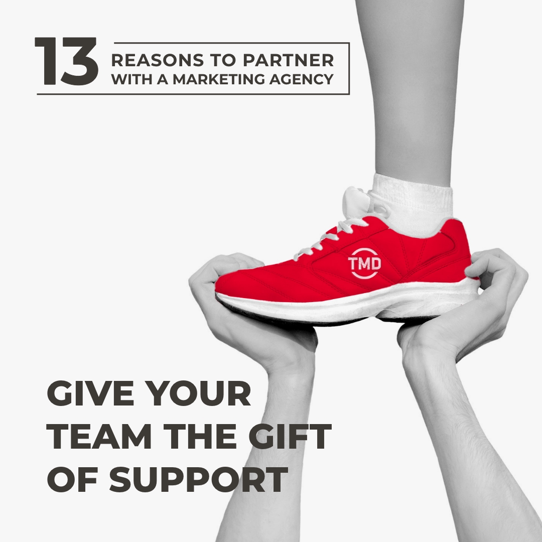 Reason #10 to partner with a #marketing agency: Give your team the gift of time and support. Allow them to refocus their attention by taking work off their plate &amp; amplifying their #skills. We’ll keep your projects in motion so you can focus on other priorities and look ahead.