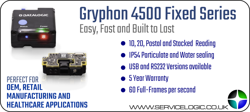 ServiceLogic's tweet image. The new Gryphon 4500 Fixed series from @DatalogicGroup. The perfect reader for self scanning applications. #retailnews #manufacturing  #healthcare