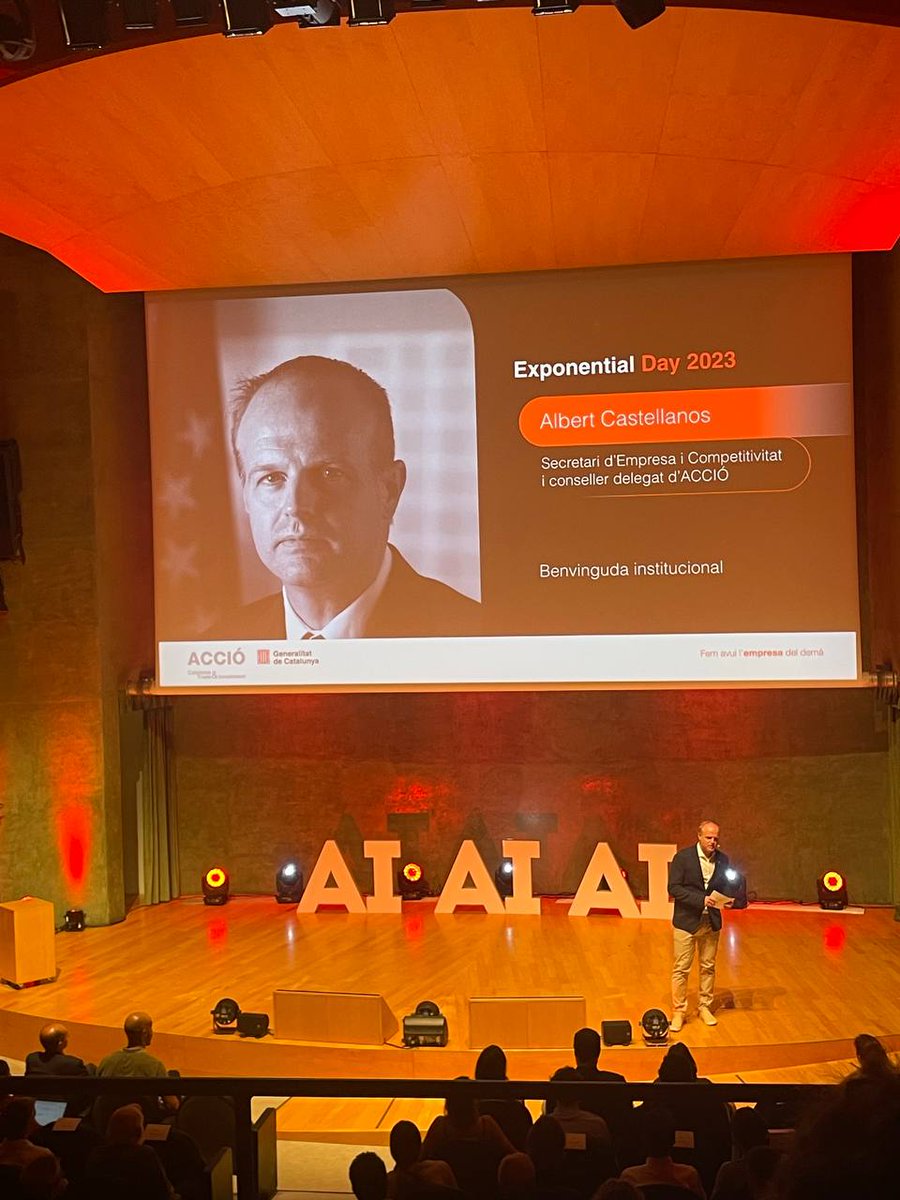 packcluster's tweet photo. Participem a la jornada #ExponentialDay23 d'@accio_cat per conèixer les aplicacions en #IA generativa i els #CataloniaExponential Leaders 2023

👉@albertcaste "Al 2025 les empreses que incorporin #AI tindran mes valor i seran mes eficients"
👉@volansa @Telefonica @pentagrowth https://t.co/PNVIkwKGJS