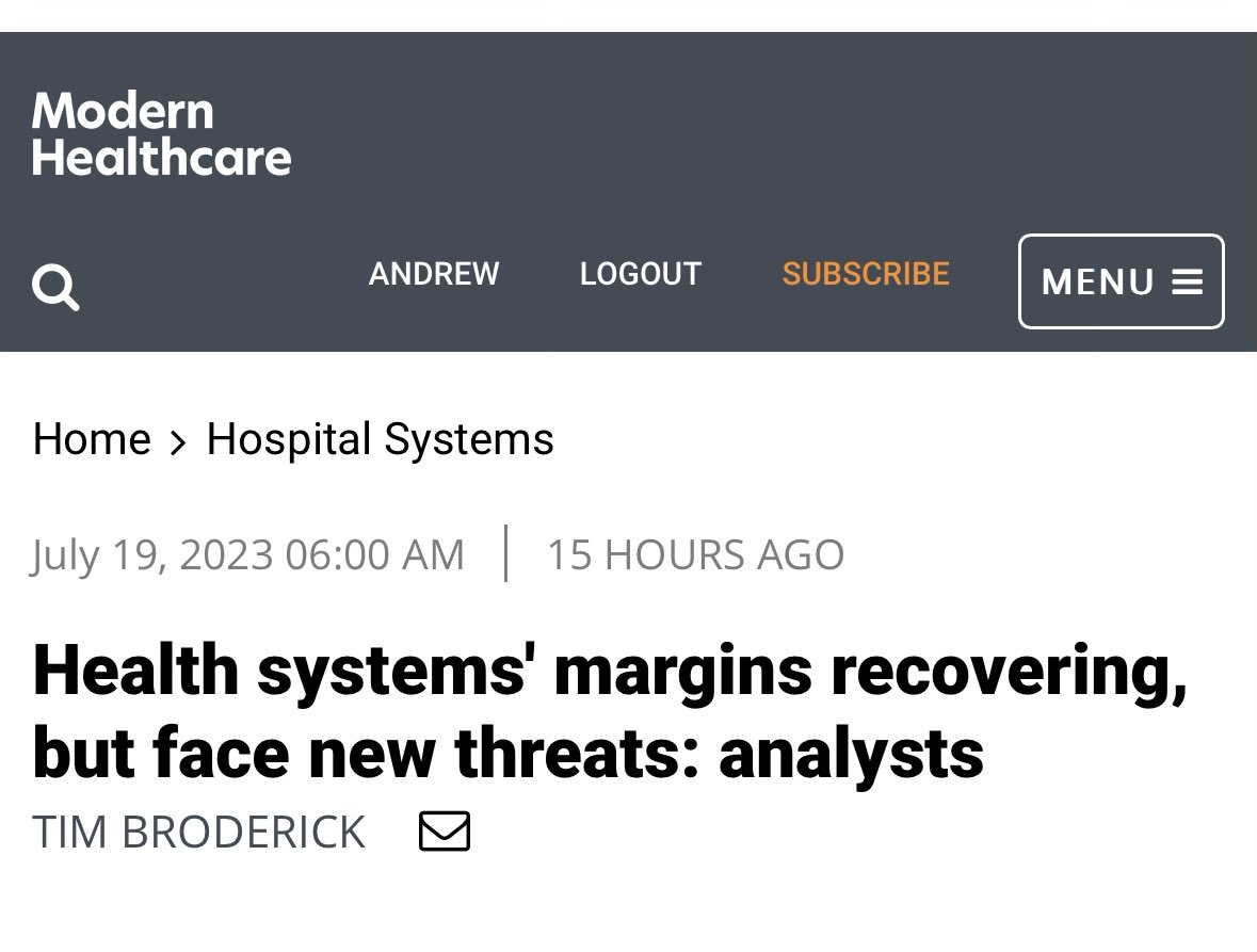 Really surprised that health systems have to fight unstable supply chains, physician burnout, patient noncompliance, and now *analysts* - brutal industry.