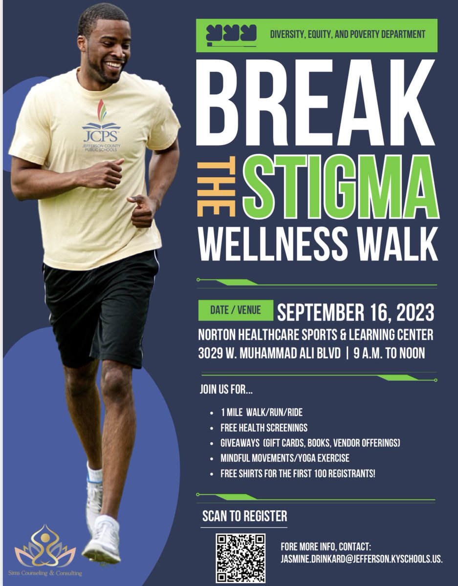 Join us on September 16 at 9 a.m. for the Break The Stigma Wellness Walk! ✅1 Mile Walk/Run/Ride ✅FREE HEALTH SCREENINGS ✅Giveaways ✅Mindful Movements/Yoga ✅FREE SHIRTS FOR THE FIRST 100 REGISTRANTS! Register at bit.ly/3qanFDJ