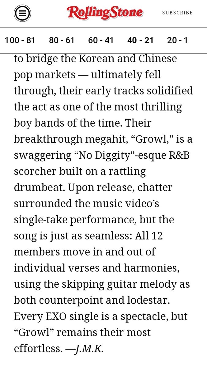 erixexo9's tweet photo. GROWL BY EXO RANKED AT NO. 34 IN ROLLING STONE'S 100 GREATEST SONGS IN THE HISTORY OF KOREAN POP MUSIC 

https://t.co/IJDNligNdp https://t.co/P8KZxZVsZr