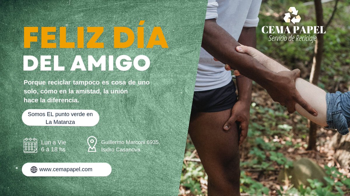 CemaPapel's tweet photo. Feliz día de la amistad, en Cema sabemos la importancia de la amistad. Hoy es día de celebrar a aquellos que te acompañan en la locura de reciclar y soñar un mundo mejor

#DiaDelAmigo #Amigo #Amistad #Reciclaje #Reciclado #FelizJueves #BuenJueves https://t.co/8ppfvaxa7F