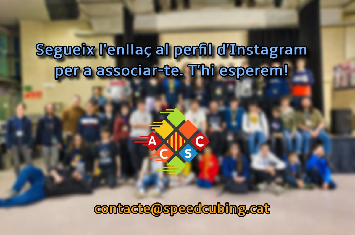 speedcubingcat's tweet photo. 🎉 OBRIM L'ASSOCIACIÓ🎉 Sigues part de l'Associació Catalana de Speedcubing (ACSC) 🚀 No et perdis aquesta oportunitat única de formar part de la nostra comunitat!

✨ Uneix-te a nosaltres i ajuda'ns a fer créixer aquesta afició!✨ https://t.co/Sv1diiA8Ow