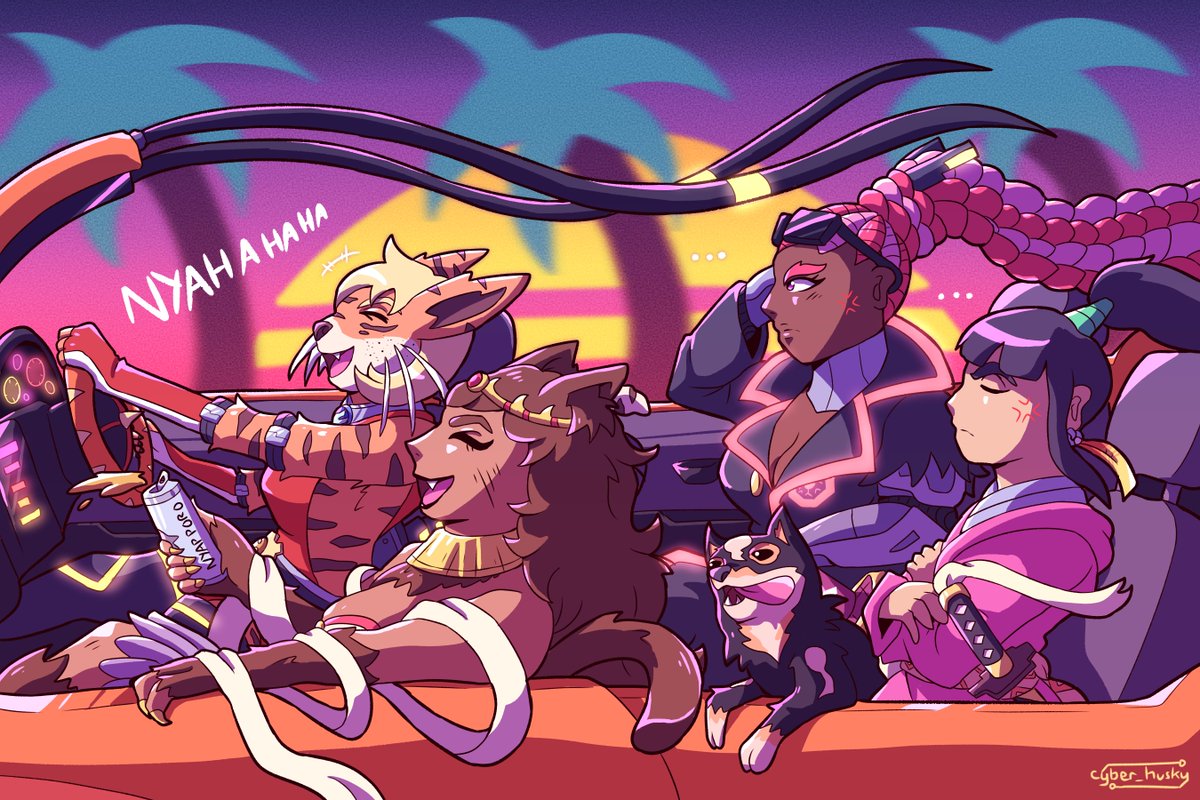 cyber_husky's tweet photo. unofficial revenge on @linaciari ft. a catgirl-samurai double date https://t.co/lnvT2DezLs