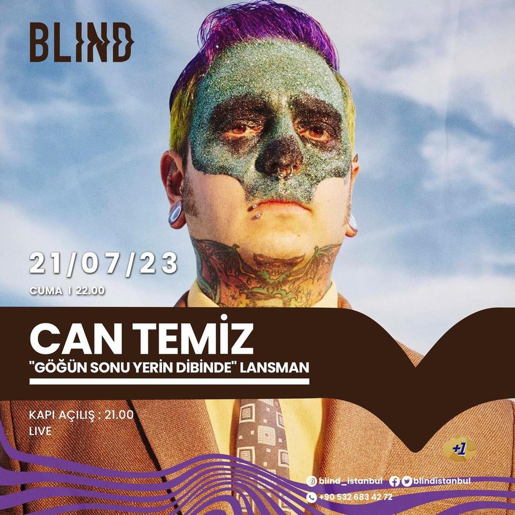 .@Baycantemiz yarın (21 Temmuz) akşam yeni albüm habercisi “Göğün Sonu Yerin Dibinde” EP’si lansmanı için Blind İstanbul’da! Biletler burada ➡️ biletinial.com/music/can-temi…