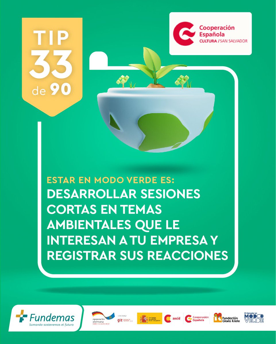 CCESV's tweet photo. #TIP33 de ¡90 Días en 🟢ModoVerde! #ElSalvadorVerde@ModoVerdeSV
@FUNDEMAS https://t.co/RpcXlq94fs