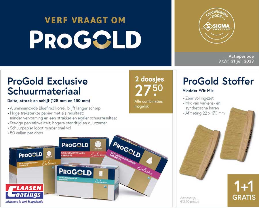ClaasenCoatings's tweet photo. De ProGold actiekrant van juli staat vol met mooie acties. Bekijk de gehele actiekrant hier 👉https://t.co/UCMLZctFn4
#actie #progold #vakman #schilder https://t.co/GC3jEZyfDr