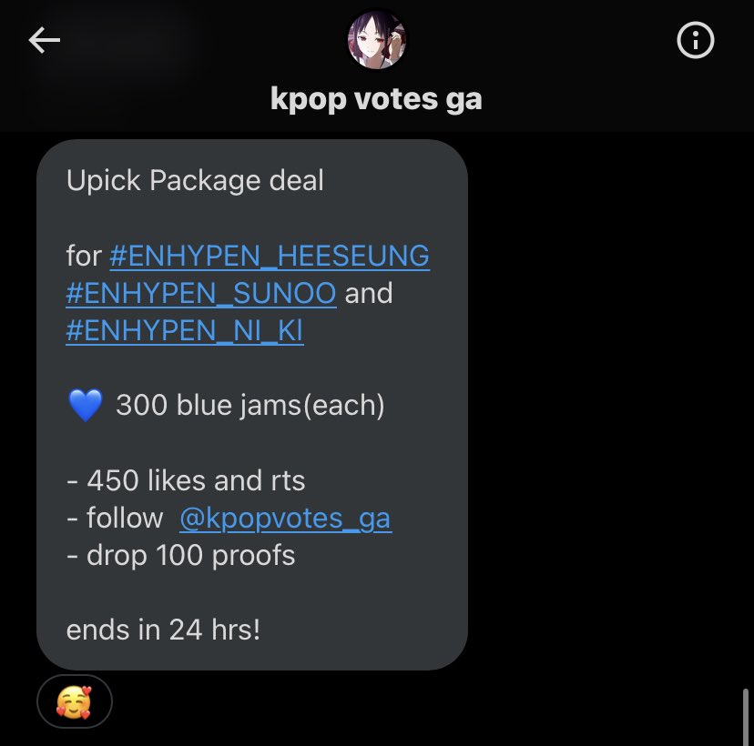 kath_psh's tweet photo. Upick Package deal 

for #ENHYPEN_HEESEUNG and #ENHYPEN_SUNOO

💙 300 blue jams(each)

- 450 likes and rts
- follow  @kpopvotes_ga 
- drop 100 proofs

ends in 24 hrs!

#ENFuelUp #ENVOOSTERS https://t.co/zrZ8a2zQtd