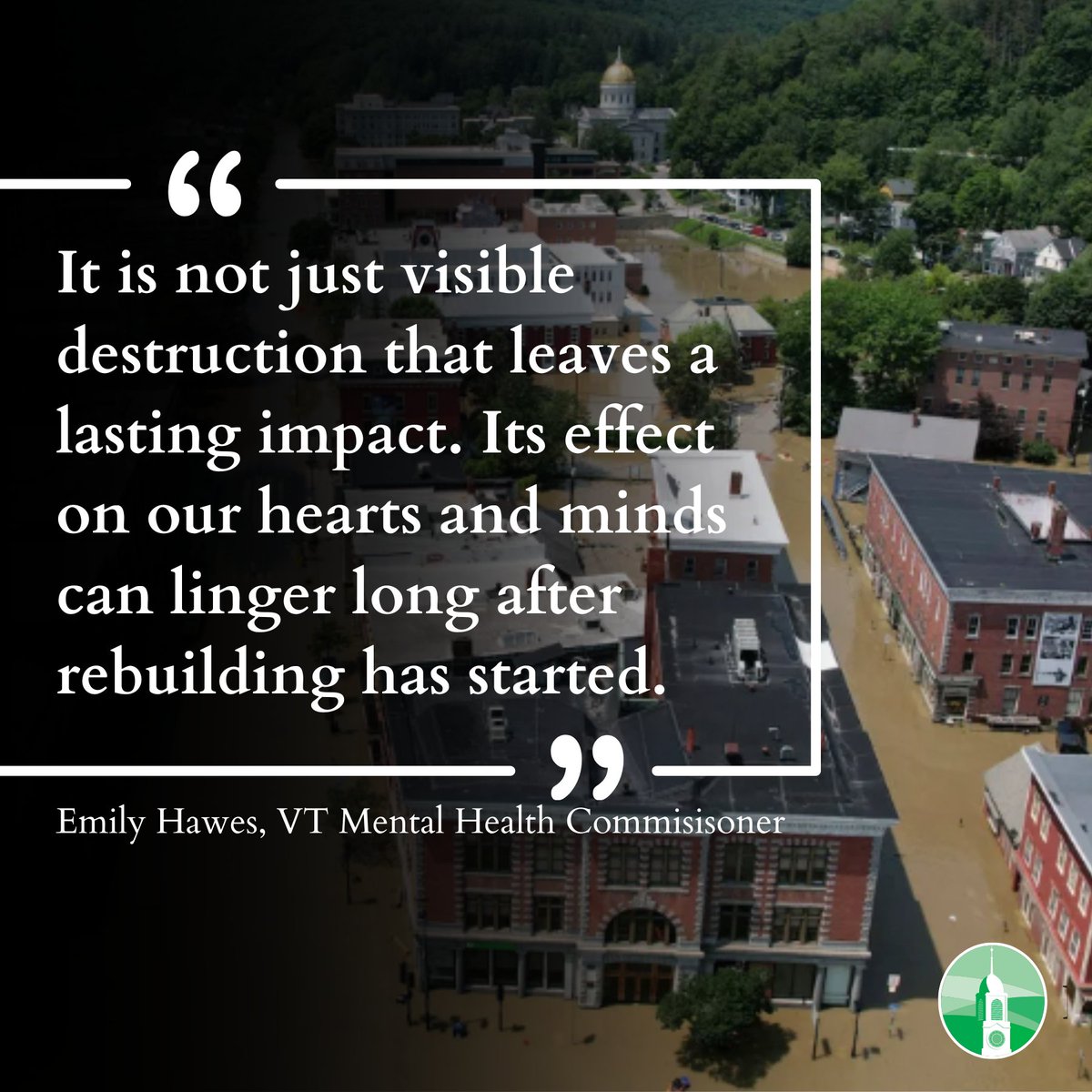 Between July 1st and July 16th, the 988 Lifeline in Vermont received 378 calls.

Department of #MentalHealth Commissioner Emily Hawes is urging #flood victims to prioritize their emotional well-being during these challenging times. 

 lnkd.in/emYDRKn9