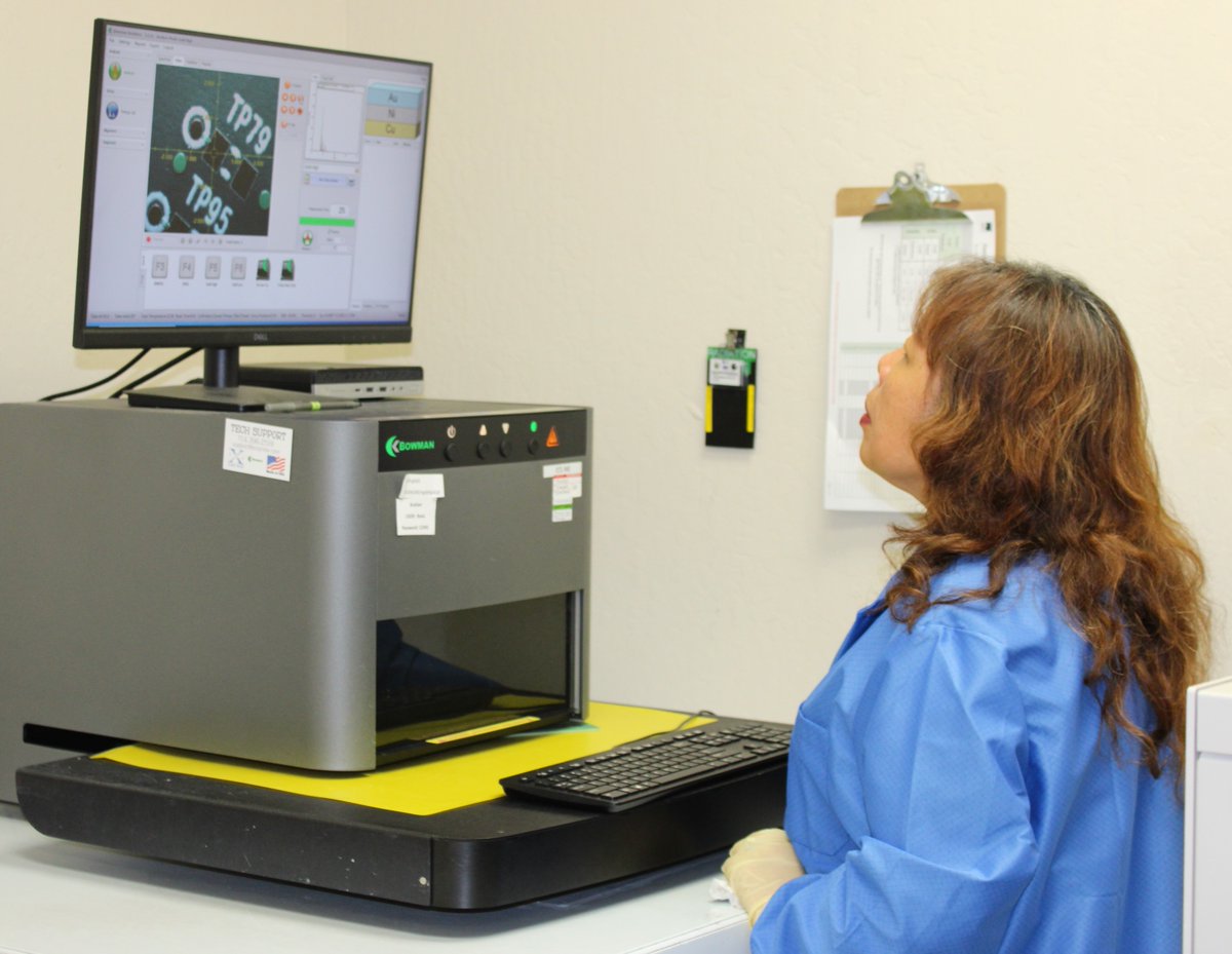 GorillaCircuits's tweet image. Precision matters! Measuring Gold (Au) on a new #PCBFabrication as part of Final Quality Inspections. Detailed measurements are available and assessed before being cleared for shipment. 🦍